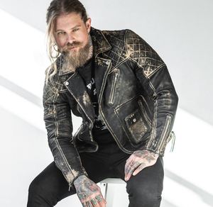 Veste bomber moto aviateur en cuir véritable vieilli marron rétro personnalisée, coupe-vent pour homme, automne - Product Image 1