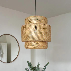 Lámpara Colgante Hecha a Mano de Alta Calidad, de Mimbre y Bambú, para Decoración de Sala de Estar u Hotel, Base E26 - Product Image 2