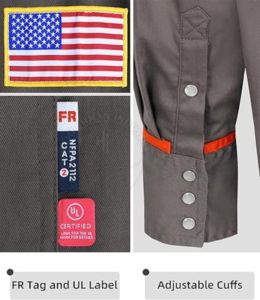 <b>Welding</b> <b>Shirt</b> Lightweight Cotton Safety Workwear Wholesale Men's Vintage Zipper Autumn FR Fire Resistant Welder Casual Workwear - Product Image 6