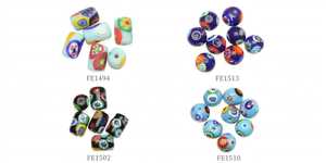 Cuentas de Cristal Murano Millefiori Redondas de 16mm con Base Blanca para la Fabricación de Joyería, Venta al Por Mayor - Product Image 2