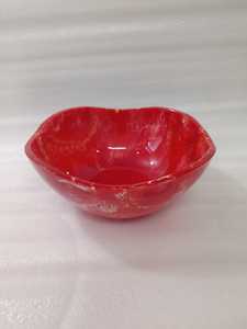 Bol de service en résine rouge et blanc, fait main, sans plomb, poli, avec motif marbré aquamarine, pour les fêtes - Product Image 5