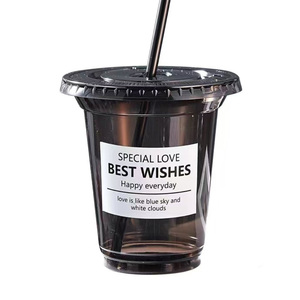 <span class=keywords><strong>Vaso</strong></span> <span class=keywords><strong>Desechable</strong></span> Personalizado de 12oz, 16oz, 22oz, <span class=keywords><strong>Vaso</strong></span> de Plástico Negro para Bebidas Frías, Café, Smoothies, <span class=keywords><strong>Vaso</strong></span> de Plástico PET con Tapa - Product Image 5