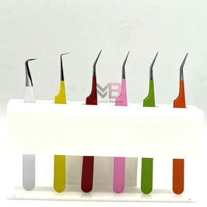 Juego de Pinzas para Pestañas de Acero Inoxidable con Mangos de Colores y Punta de Precisión para Extensiones de Pestañas, Precios al por Mayor - Product Image 1