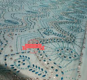 Nuevo Estilo de Encaje Francés Blanco 3D con Patrón Floral, Tela de Tul para Novia Hecha a Mano, con Pedrería, 5 Yardas, de Lujo - Product Image 5