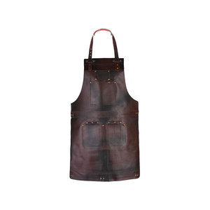 Tablier classique en cuir marron avec plusieurs poches et coutures durables pour usage professionnel - Product Image 1