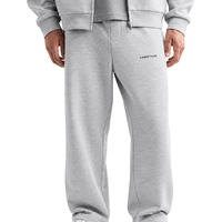 Pantalon de survêtement en molleton gris chiné pour homme, coupe décontractée à jambe large, taille élastique, personnalisable avec logo, style streetwear, OEM