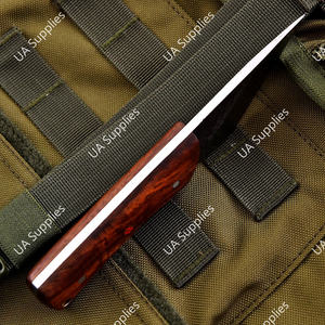 Couteau de survie EDC à lame fixe de 6 pouces en acier à haute teneur en carbone forgé à la main, pointe tombante, couteau utilitaire de camping, manche en bois de rose, étui en cuir - Product Image 4