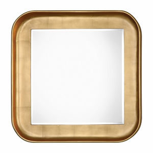 Miroir mural rectangulaire décoratif en métal doré, bord biseauté, pour la maison et les projets hôteliers - Product Image 4