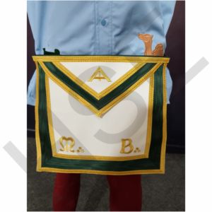 Custom Masonic Master Apron Collar Set Green <b>Gold</b> Embroidery Regalia Apron with Adjustable Collar and Premium Quality - Product Image 6