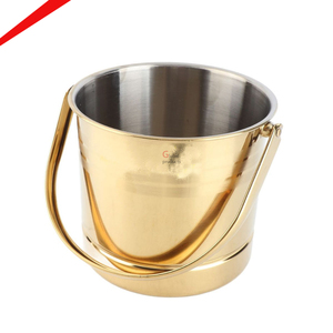 Seau à glace vintage en métal avec finition dorée classique pour champagne, refroidisseur à vin avec poignées et barres, idéal pour les hôtels, les dîners et les célébrations de mariage - Product Image 1