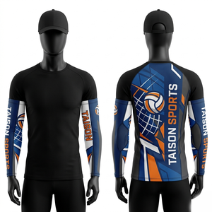 Manchon de bras de volley-ball en polyester élasthanne premium 220 GSM, bleu, à panneaux hexagonaux, compression respirante, logo personnalisé par sublimation - Product Image 3