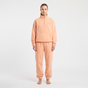 <b>Women's</b> Heavy Cotton Tracksuit <b>Half</b> <b>Zip</b> <b>Sweatshirt</b> Wide Leg Sweatpants Two Piece Casual Streetwear Set Custom Clothing - Product Image 1