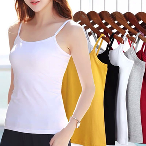 เสื้อกล้ามผู้หญิง RAZERS IMPEX ผ้าโพลีเอสเตอร์/คอตตอน สีขาวล้วน เซ็กซี่ สายเดี่ยว สายสปาเก็ตตี้ ครอปท็อป เสื้อซิงเกิลสำหรับออกกำลังกาย - Product Image 4