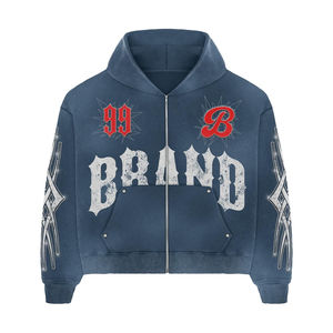 Conjunto de Sudadera con Cremallera y Pantalones Cortos de Mezclilla para Hombre 2026 |   Chándal Deportivo con Efecto Desgastado |   Fabricante de Ropa Personalizada OEM - Product Image 4