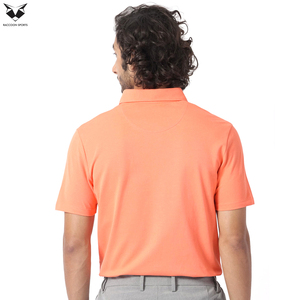 Polo de Manga Corta Color Naranja para Hombre, Transpirable, Corte Casual, Largo Regular, Color Sólido, Tejido de Punto - Product Image 1