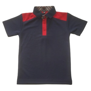 Conjunto de uniforme escolar de alta calidad para niños Pantalones cortos de cuadros de colores variados y camiseta azul marino - Product Image 4