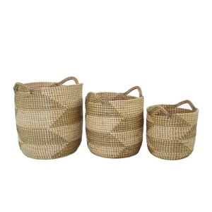 Ensemble de 3 paniers en jonc de mer pour articles ménagers, panier de rangement fait main, vente en gros, écologique, fabriqué au Vietnam - Product Image 4