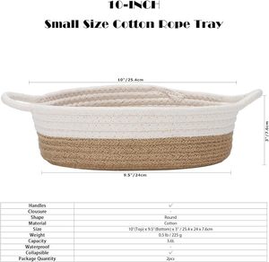 Panier de rangement en jute et coton, tissé à la main, pour placard, cuisine et emballage de mariage, boîte organisatrice polyvalente pour clés - Product Image 5