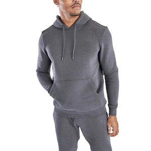 Survêtement à capuche pour homme, coupe droite, longueur intégrale, sweat-shirt décontracté avec poches latérales, vêtement d'automne 100% coton, couleur unie 2026 - Product Image 6