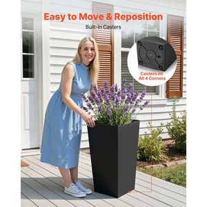 2 Pack 30-Inch Tall Modern Outdoor Indoor Planters <b>Large</b> Plastic Taper Flower <b>Pots</b> with Raised Feature for Front Porch & Garden - Product Image 4