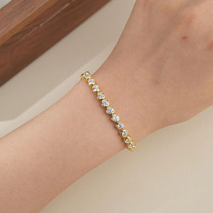 Bracelets tennis pour femme en argent sterling 925, motif cœur tendance, sertissage clos, avec zircon taille Asscher 0,50 CT et pierre précieuse émeraude - Product Image 4