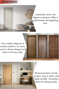 Porte en bois massif MDF durable, anti-affaissement, à ouverture latérale, anti-fissuration, anti-termites, résistante à l'humidité pour hôtels, appartements, maisons et bureaux - Product Image 3