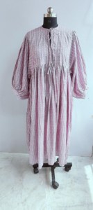 Ethnic Boho Pink Geometric Hand Print Cotton Midi <b>Dress</b> With Tie Neck Short Puff Sleeve <b>Loose</b> Fit Casual <b>Dress</b> For Women - Product Image 6