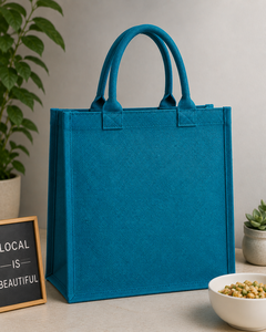 ขอบคุณที่สนับสนุนถุงผ้าปอกระเจาแบบพกพาขนาด 12x13.4x6 นิ้ว พร้อมลายหัวใจ สีฟ้า - Product Image 6