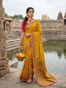Reglance Rajwada Meenakari Heavy Pashmina Silk Saree for Wedding & Party Traditional Design Women's All Seasons - Product Image 1