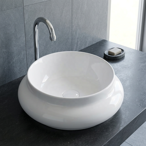 Lavabo de salle de bain artistique rectangulaire moderne en céramique à poser sur comptoir avec accessoire de vidange - Product Image 6