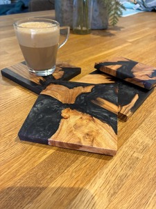 <b>Top</b> Trending Handmade Wood <b>Resin</b> and Ink Coasters Set of 4 with Customizable Design for Home Decoration and Multipurpose Use - Product Image 3