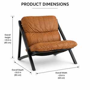 <b>Vintage</b> Brown Faux Leather Accent <b>Chair</b> with Metal Legs for Farmhouse Villa Living Room Bedroom Hotel Furniture - Product Image 2