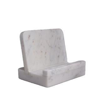 Support de livre de recettes en marbre blanc de luxe, robuste, pour cuisine, élégant présentoir de comptoir, repose-livre de cuisine en pierre - Product Image 1