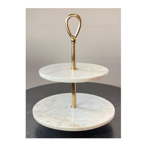 Soporte de Pastel de Mármol de 2 Niveles de Calidad Premium para Exhibición de Cupcakes, Postres y Pasteles Pequeños para Decoración de Mesa en Bodas y Fiestas - Product Image 1