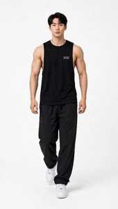 Débardeur sans manches noir à col rond pour homme Oneten Apparel, imprimé lettres, décontracté, tricoté, style muscle - Product Image 3
