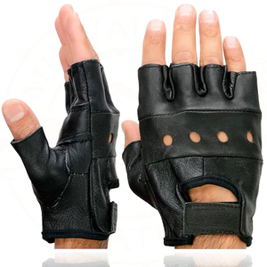 ถุงมือขี่มอเตอร์ไซค์หนังวัวสีดำสำหรับผู้ชาย Samroz Sports - Product Image 3