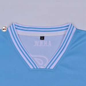 Camiseta Deportiva de Manga Corta con Cuello en V para Hombre Allheads FC, Color Azul Claro, con Estampado de Palmeras por Sublimación, Transpirable, Corte Regular - Product Image 5