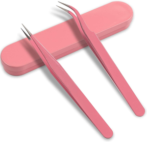 Pince à cils professionnelle en acier inoxydable, haute précision, pointe lisse, logo personnalisé, outil d'extension de cils pour salon de beauté - Product Image 1