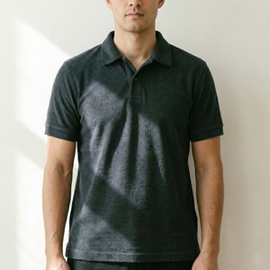 เสื้อเชิ้ตผ้าคอตตอนเทอร์รี่เนื้อหนาพิมพ์ลายตามสั่งสำหรับผู้ชาย สไตล์สตรีทแวร์ กระดุมเดี่ยว แขนสั้นแบบวินเทจ - Product Image 1
