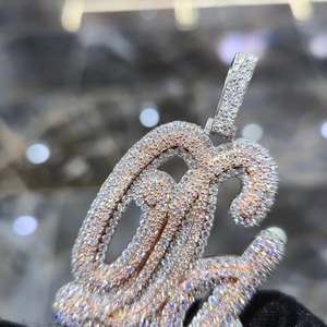 S925 Rose Gold Plated Moissanite Hip Hop Party Letter <b>Initial</b> Charm <b>Pendant</b> with Micro Pave for Necklace - Product Image 3