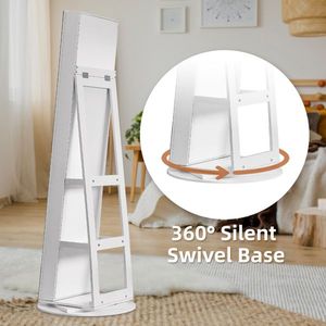 Armadio Portagioie con Specchio a Figura Intera e Serratura, Organizzatore Girevole a 360° di Grande Capacità - Product Image 4