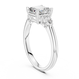 Anillo Premium con Diamantes Cultivados en Laboratorio de Corte Asscher y Pera Brillantes, Oro Blanco de 14K, Joyería Certificada GRA a un Precio Razonable - Product Image 4