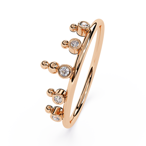 Anillo de Corona de Moissanita en Oro Blanco con Engaste de Bisel y Piedra Redonda, Banda Abierta, Joyería para Mujer, Regalo de Boda - Product Image 4