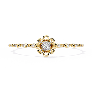 Bracelet solitaire en diamant taille princesse cultivé en laboratoire, or jaune 14 carats |   Bijoux ethniques floraux de créateur pour femmes 10ct - Product Image 1