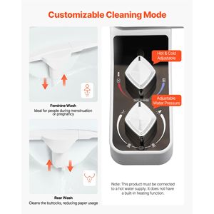 Accessorio Bidet con Doppi Ugelli Retrattili per WC, Spruzzatore Acqua Calda e Fredda, Pressione Regolabile, Materiale ABS, Facile da Usare, 0,3 Piedi - Product Image 2