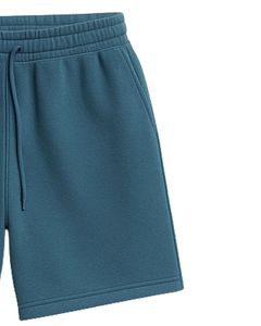 Shorts en molleton pour hommes, bleu impérial, tissu doux et épais, taille à cordon de serrage, décontracté, pour la gym, l'entraînement ou la détente, personnalisable avec logo OEM - Product Image 3