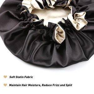 Bonnet de nuit en satin double face personnalisé avec logo ODM, pour retenir les cheveux, en soie douce - Product Image 5