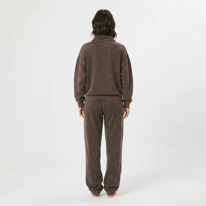 Conjunto de chándal oversize para mujer con lavado ácido, sudadera con cremallera de un cuarto y pantalones holgados, ropa de moda casual urbana al por mayor - Product Image 3