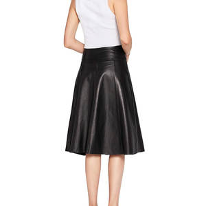 Jupe en similicuir pour femme, asymétrique, taille haute, coupe trapèze, noire 2026 - Product Image 6