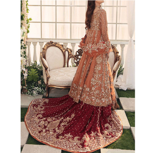 Robe de mariée pakistanaise longue, grande taille, dos illusion, style lehenga, pour le jour du mariage, en gros - Product Image 4
